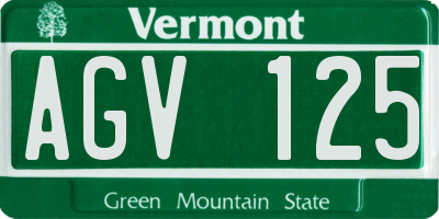 VT license plate AGV125