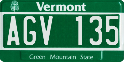 VT license plate AGV135