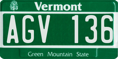 VT license plate AGV136