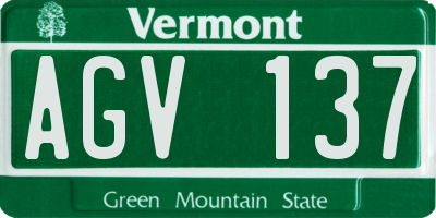 VT license plate AGV137