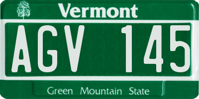 VT license plate AGV145