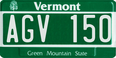 VT license plate AGV150