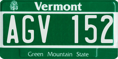 VT license plate AGV152