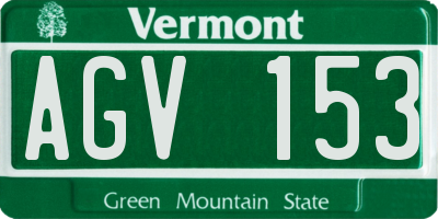 VT license plate AGV153