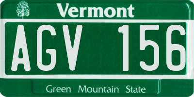 VT license plate AGV156
