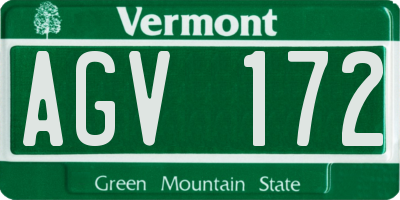 VT license plate AGV172