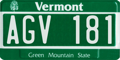 VT license plate AGV181