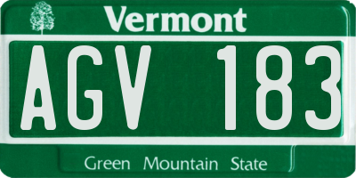 VT license plate AGV183
