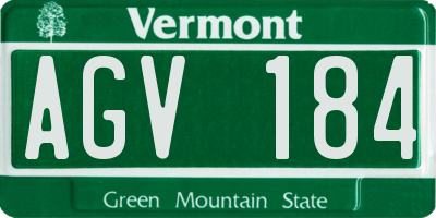 VT license plate AGV184