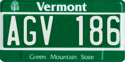 VT license plate AGV186