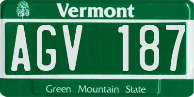 VT license plate AGV187