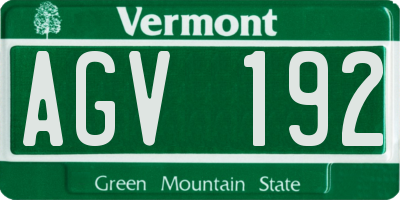 VT license plate AGV192