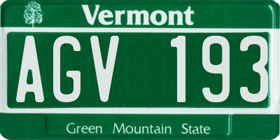 VT license plate AGV193