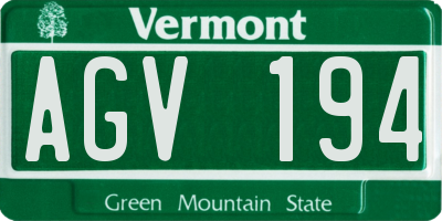 VT license plate AGV194