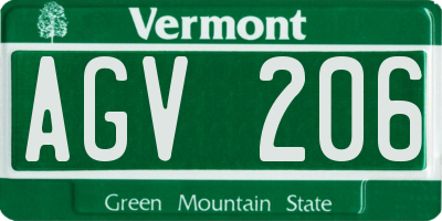 VT license plate AGV206