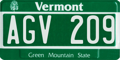 VT license plate AGV209