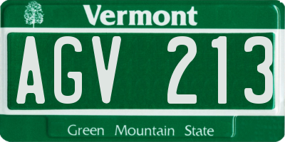 VT license plate AGV213
