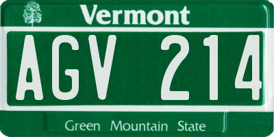 VT license plate AGV214