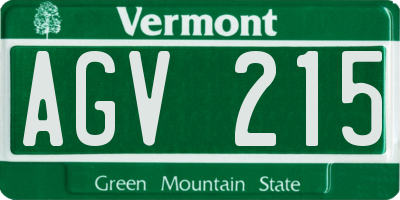 VT license plate AGV215