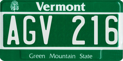 VT license plate AGV216