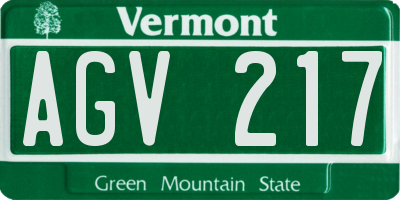 VT license plate AGV217