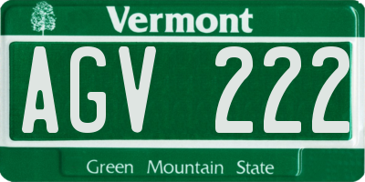 VT license plate AGV222