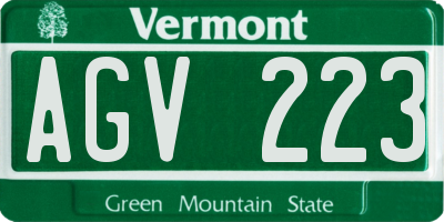 VT license plate AGV223