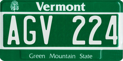 VT license plate AGV224