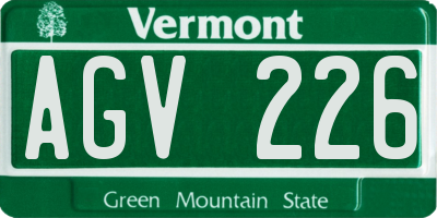 VT license plate AGV226