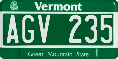VT license plate AGV235