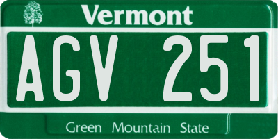 VT license plate AGV251