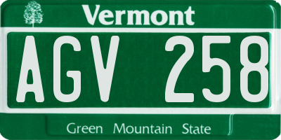VT license plate AGV258