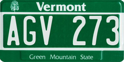 VT license plate AGV273