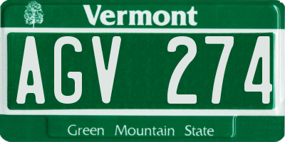VT license plate AGV274