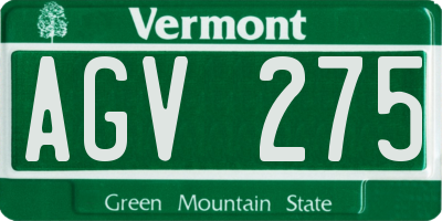 VT license plate AGV275