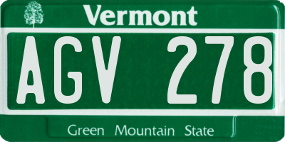 VT license plate AGV278