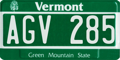 VT license plate AGV285