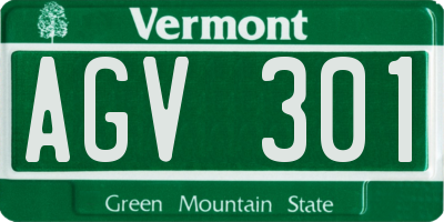 VT license plate AGV301