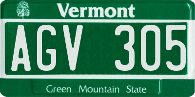 VT license plate AGV305