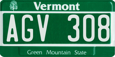 VT license plate AGV308