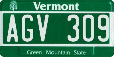 VT license plate AGV309