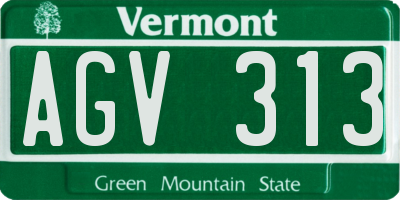 VT license plate AGV313