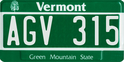 VT license plate AGV315