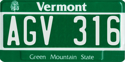 VT license plate AGV316
