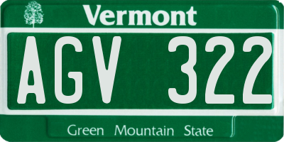 VT license plate AGV322