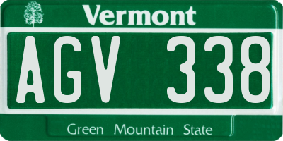 VT license plate AGV338