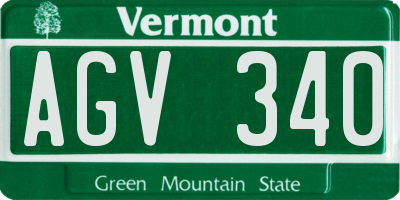 VT license plate AGV340