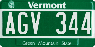 VT license plate AGV344