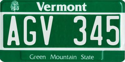 VT license plate AGV345