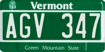 VT license plate AGV347